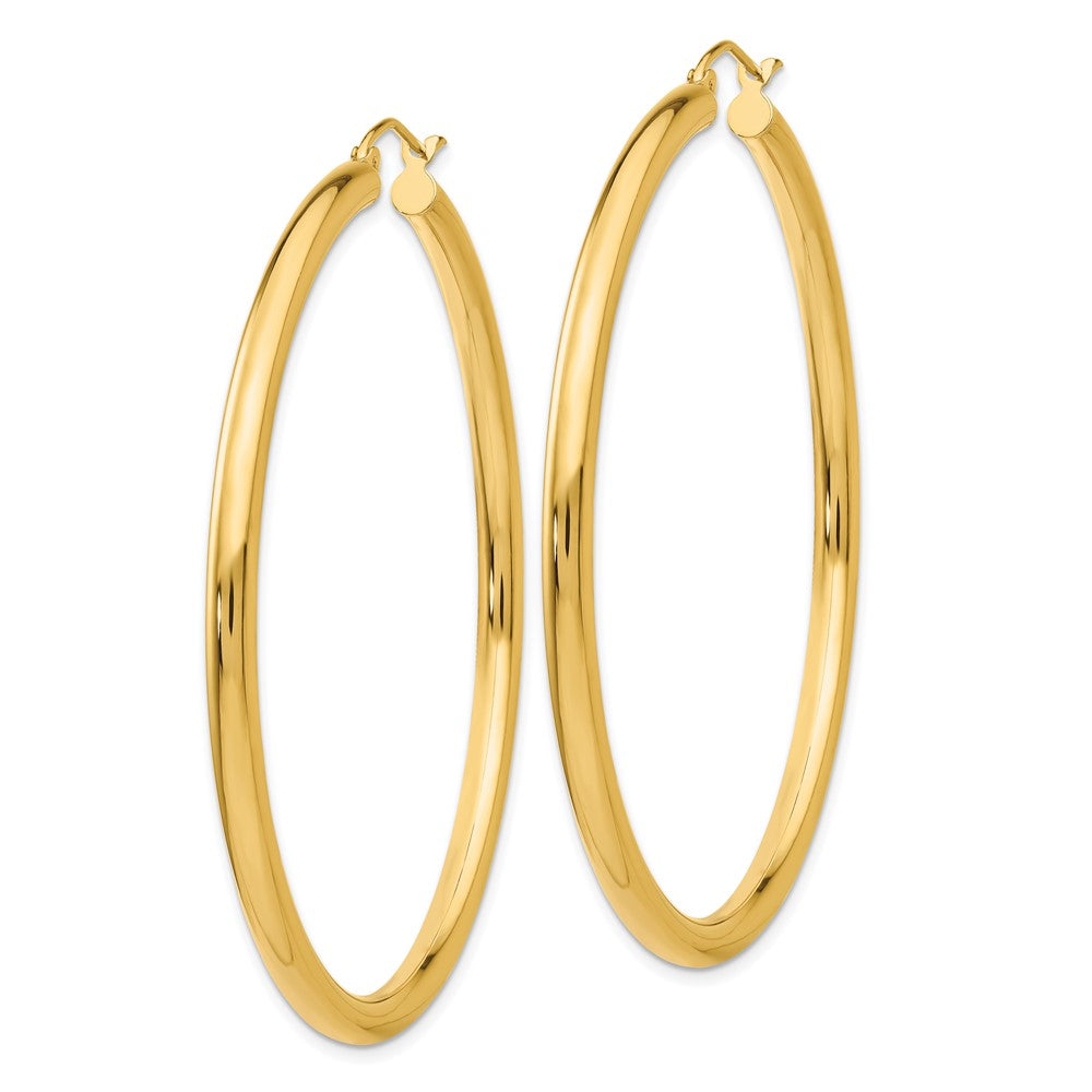 14K Polished 3mm Tube Hoop Earrings