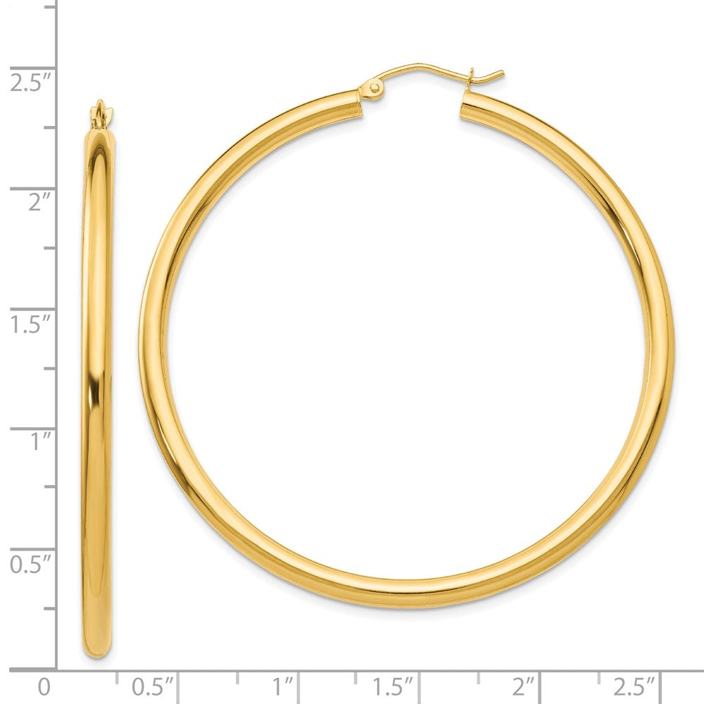 14K Polished 3mm Tube Hoop Earrings