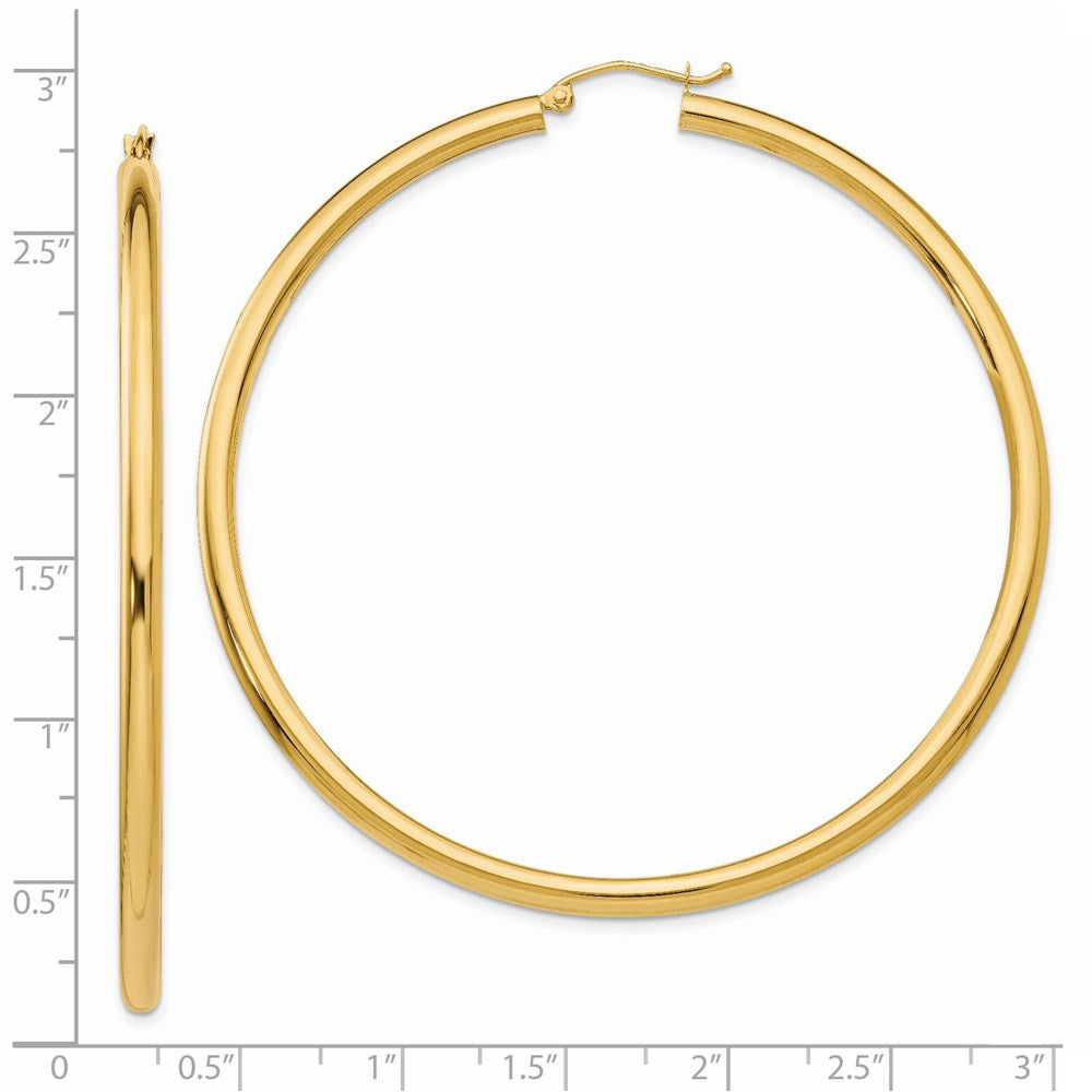 14K Polished 3mm Tube Hoop Earrings