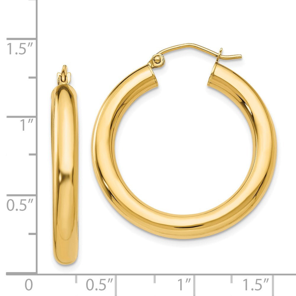 14k Polished 4mm Tube Hoop Earrings