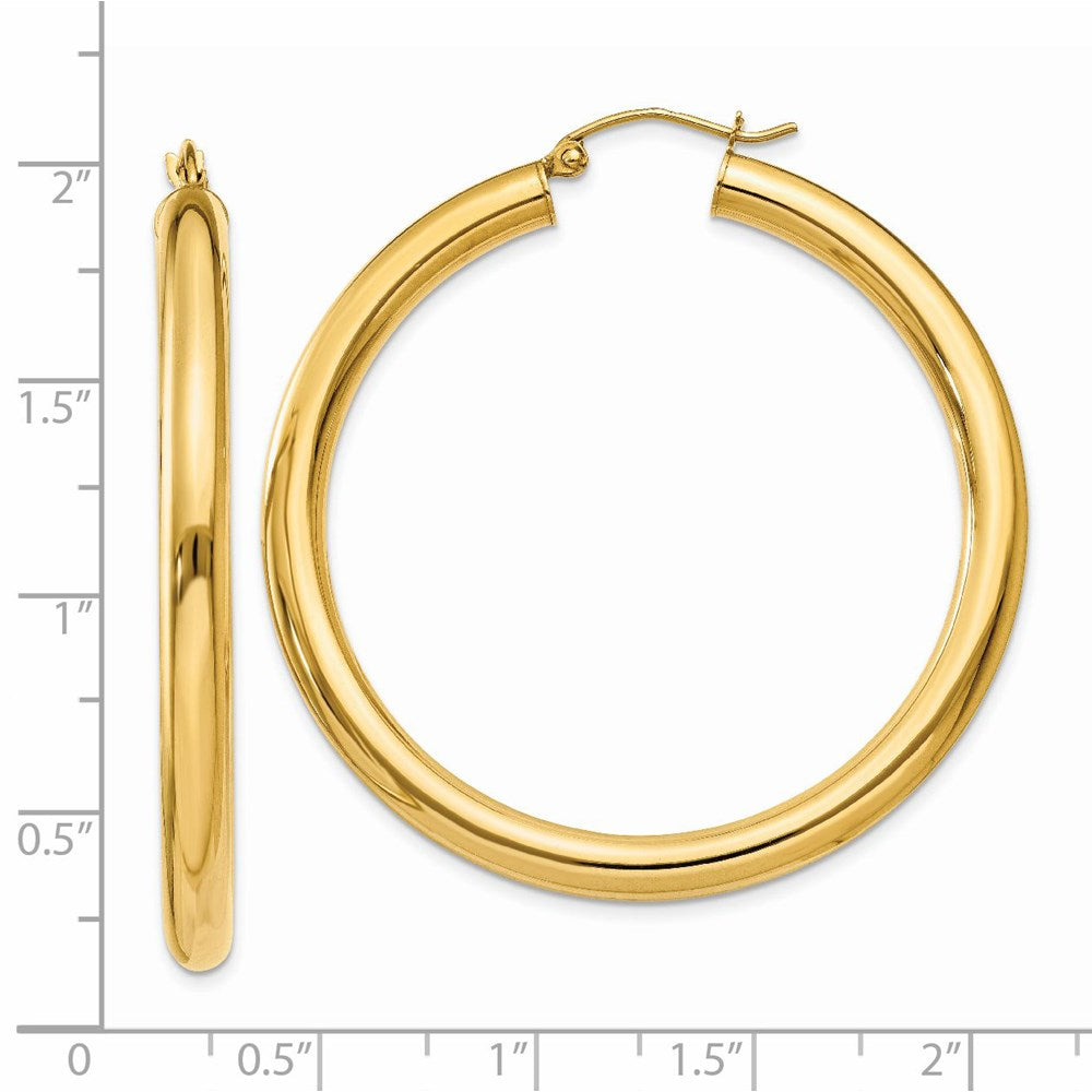 14K Polished 4mm Lightweight Tube Hoop Earrings