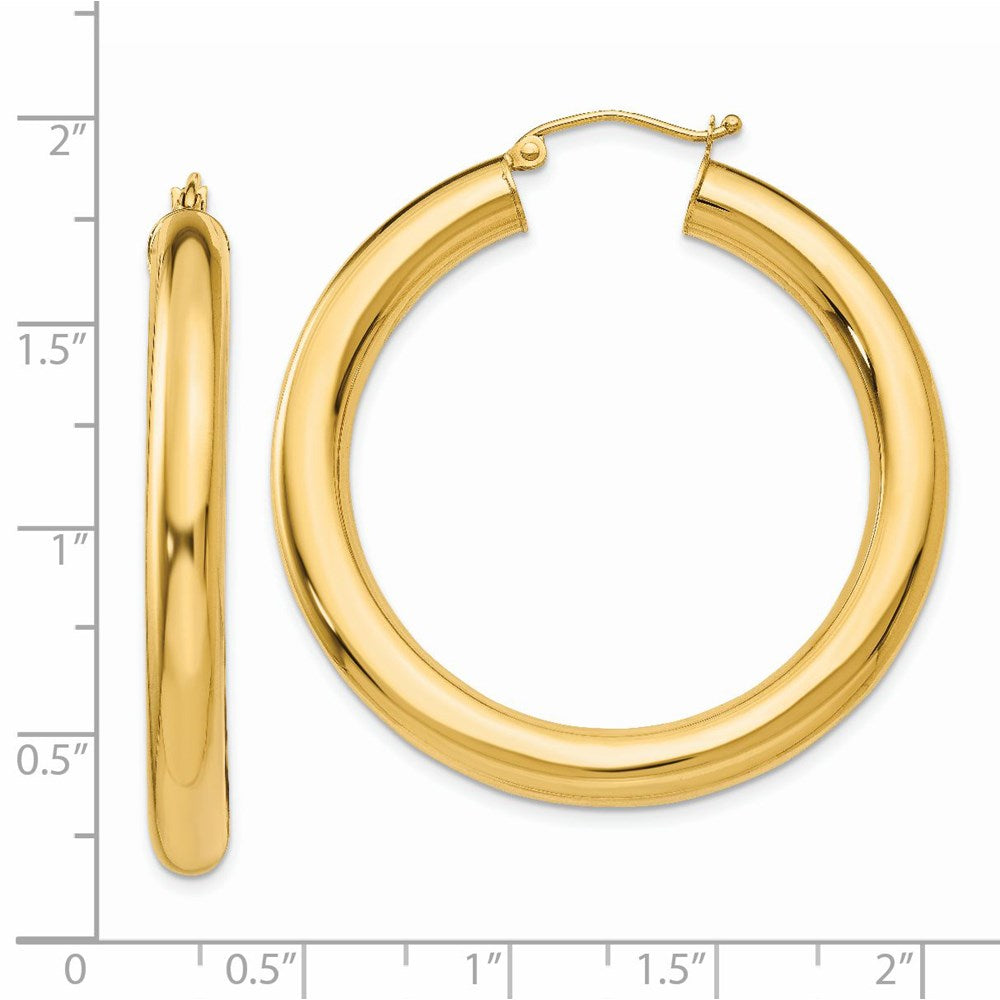 14k Yellow Gold Polished 5mm Lightweight Hoop Earrings