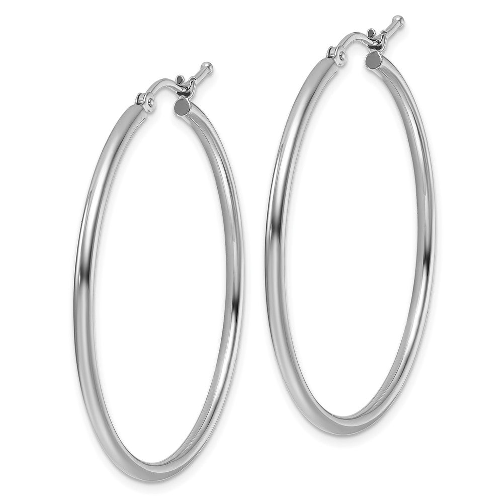 10K White Gold Polished Hinged Hoop Earrings