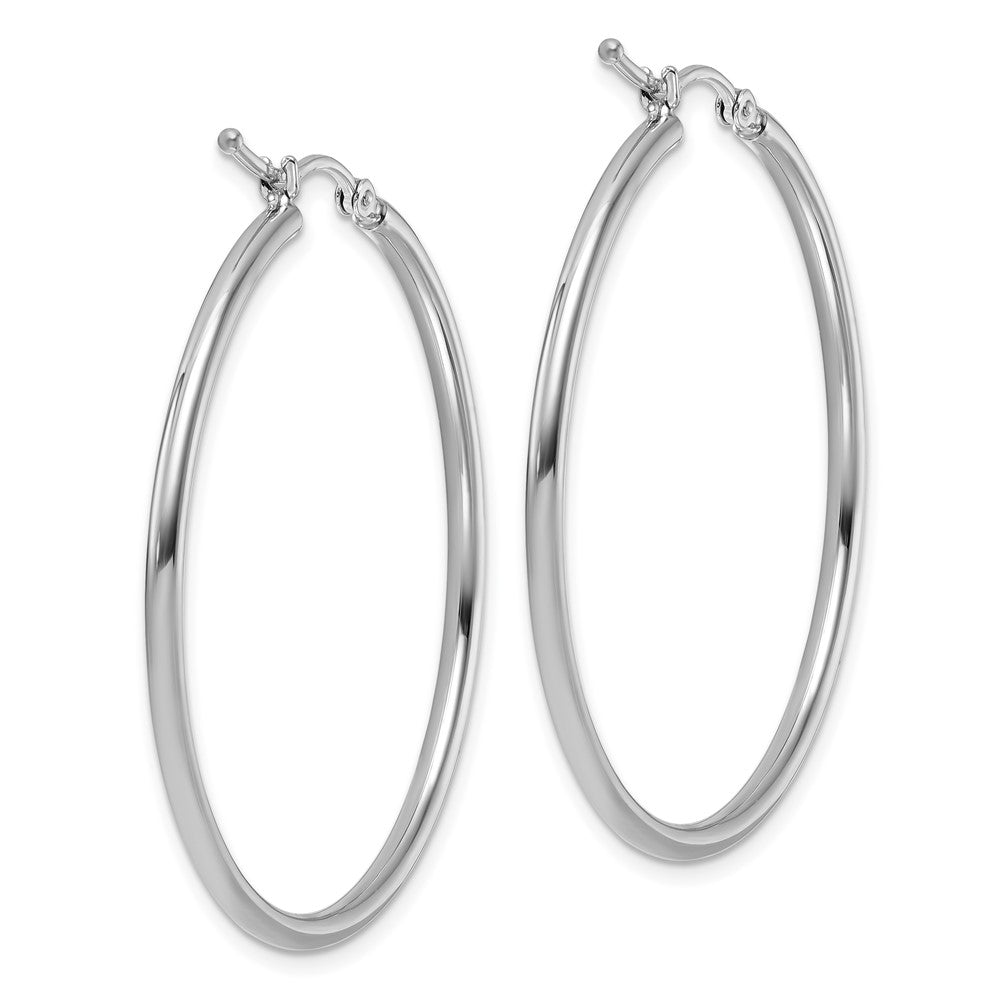 10K White Gold Polished Hinged Hoop Earrings