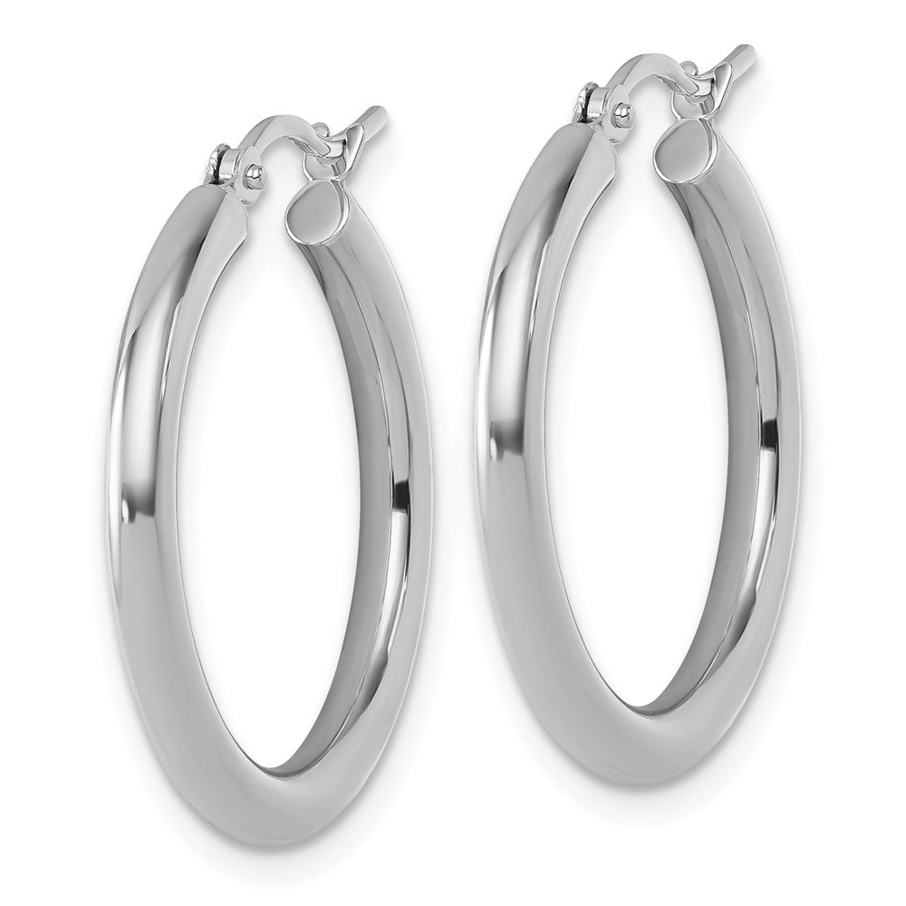 10K White Gold Polished Hinged Hoop Earrings