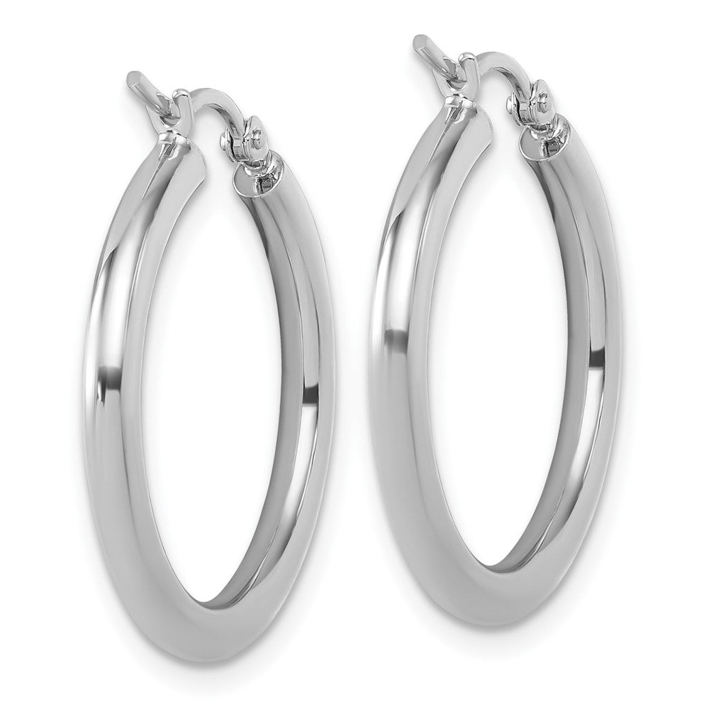 10K White Gold Polished Hinged Hoop Earrings