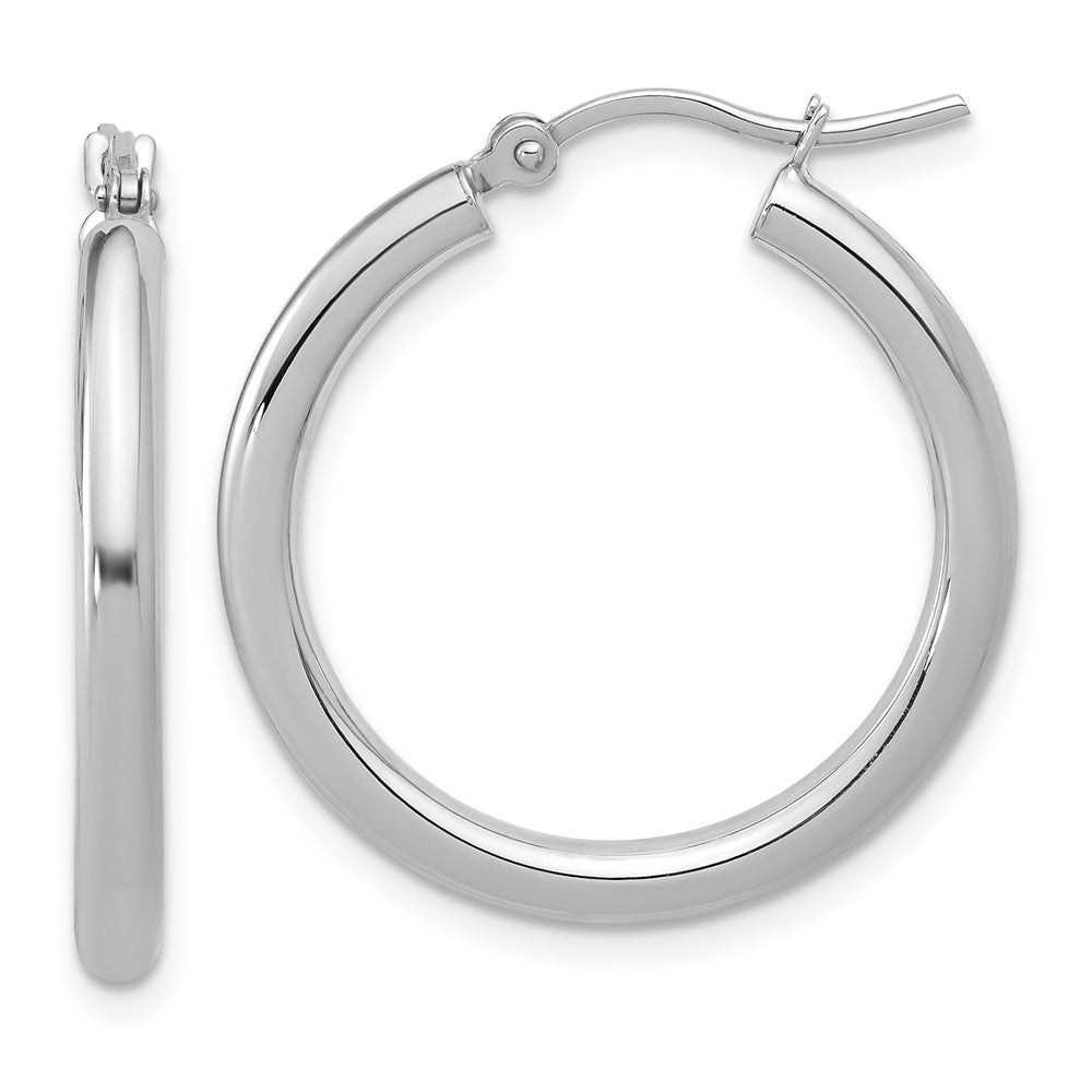 10K White Gold Polished Hinged Hoop Earrings