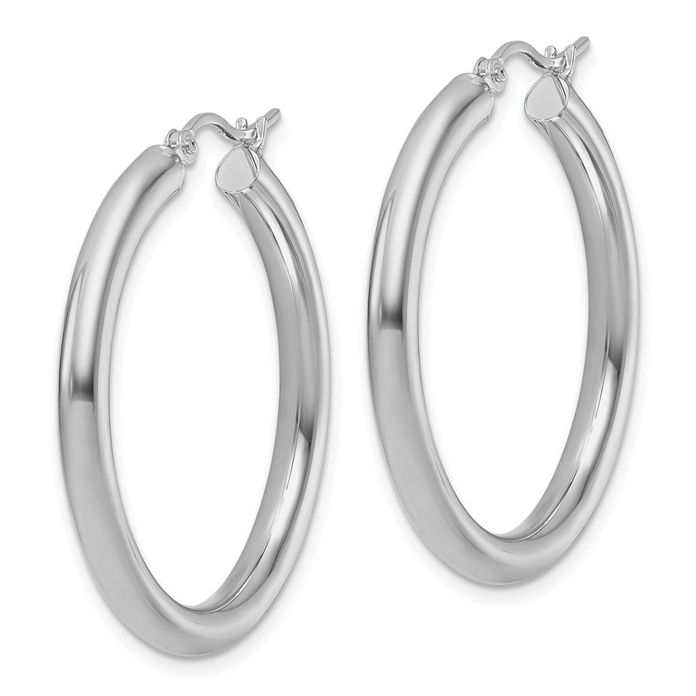 10K White Gold Polished Hinged Hoop Earrings