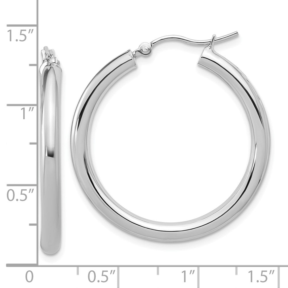 10K White Gold Polished Hinged Hoop Earrings