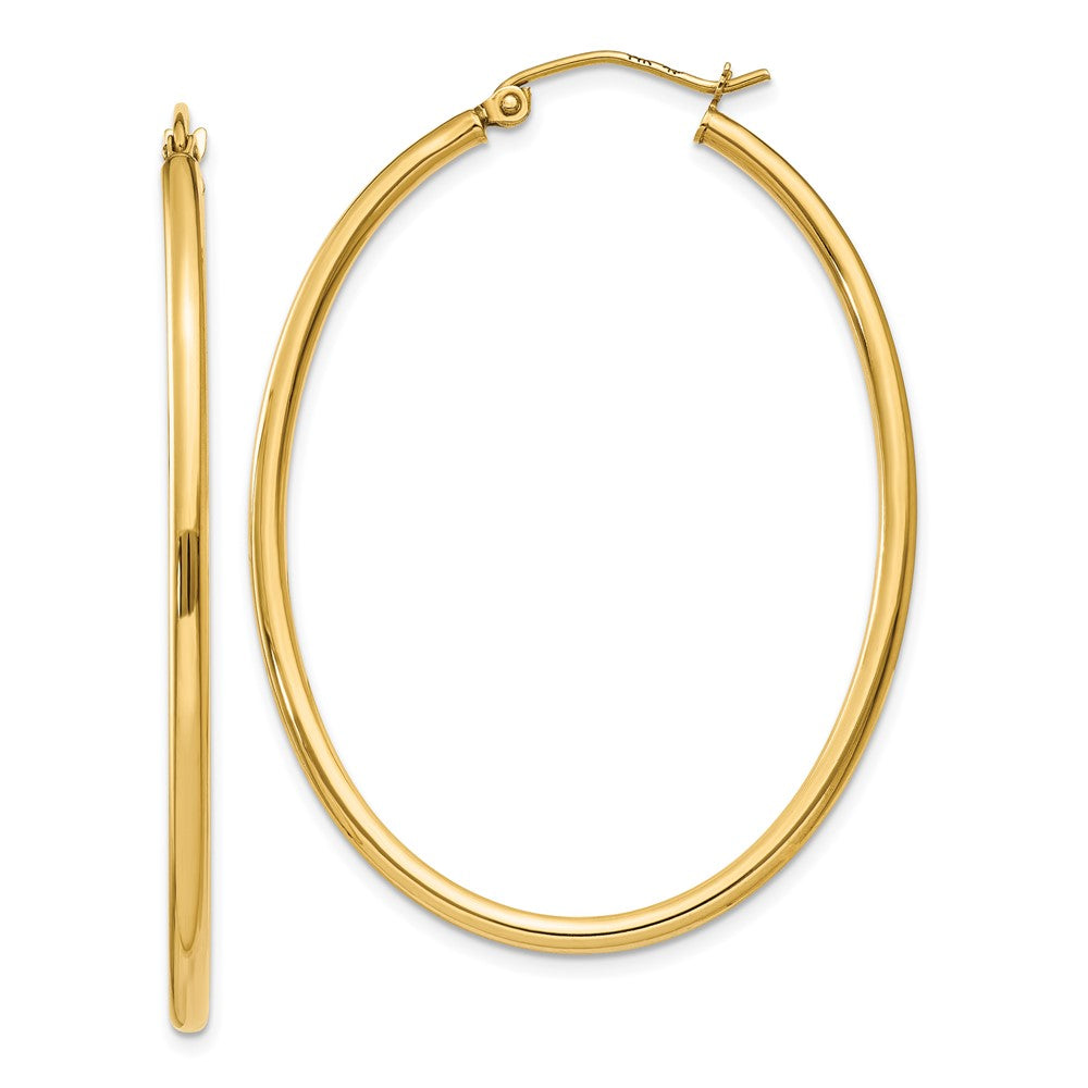 14k Oval Polished Hoop Earring