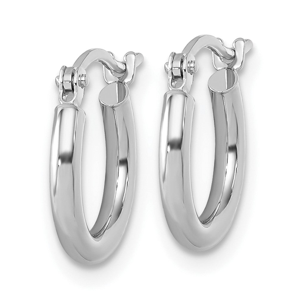 10K White Gold Polished Hinged Hoop Earrings