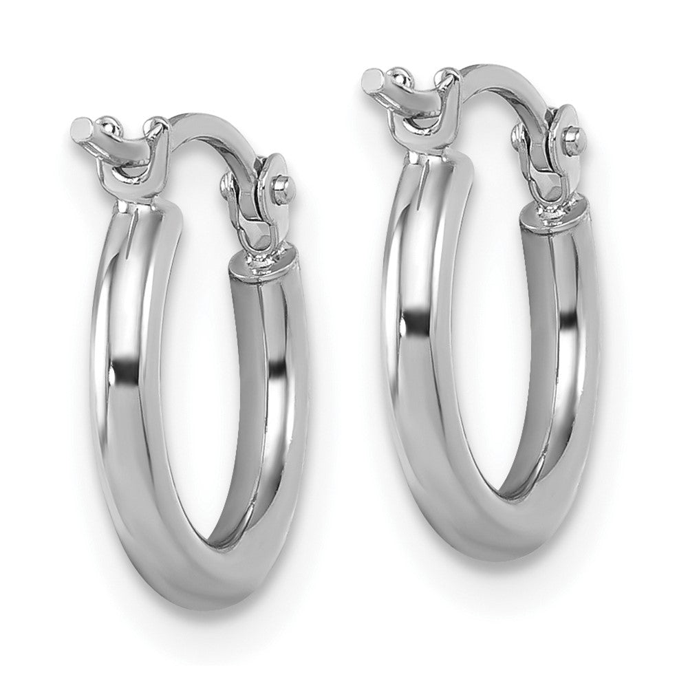 10K White Gold Polished Hinged Hoop Earrings