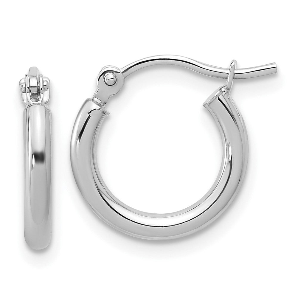 10K White Gold Polished Hinged Hoop Earrings