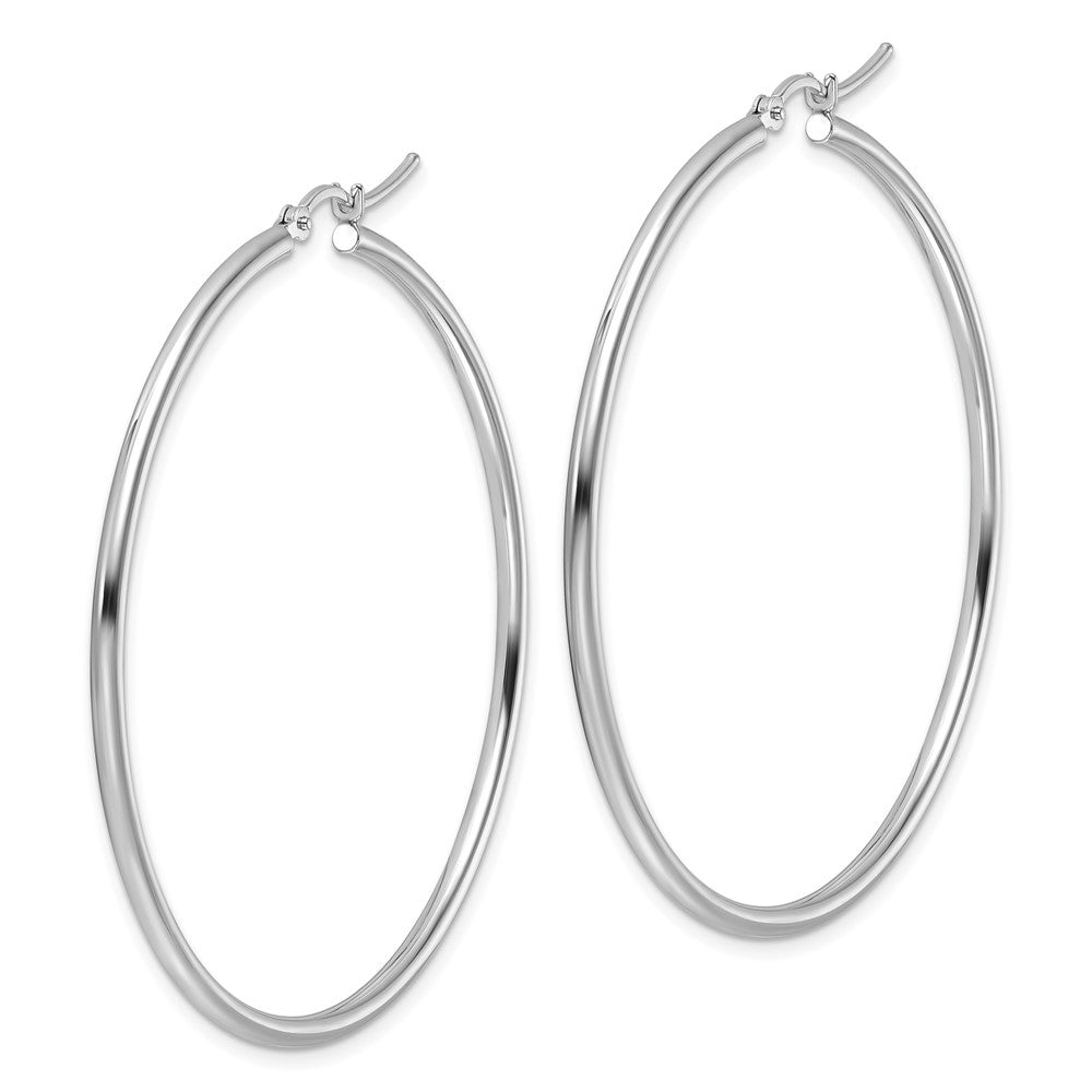 10K White Gold Polished Hinged Hoop Earrings