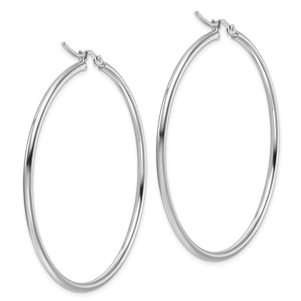 10K White Gold Polished Hinged Hoop Earrings