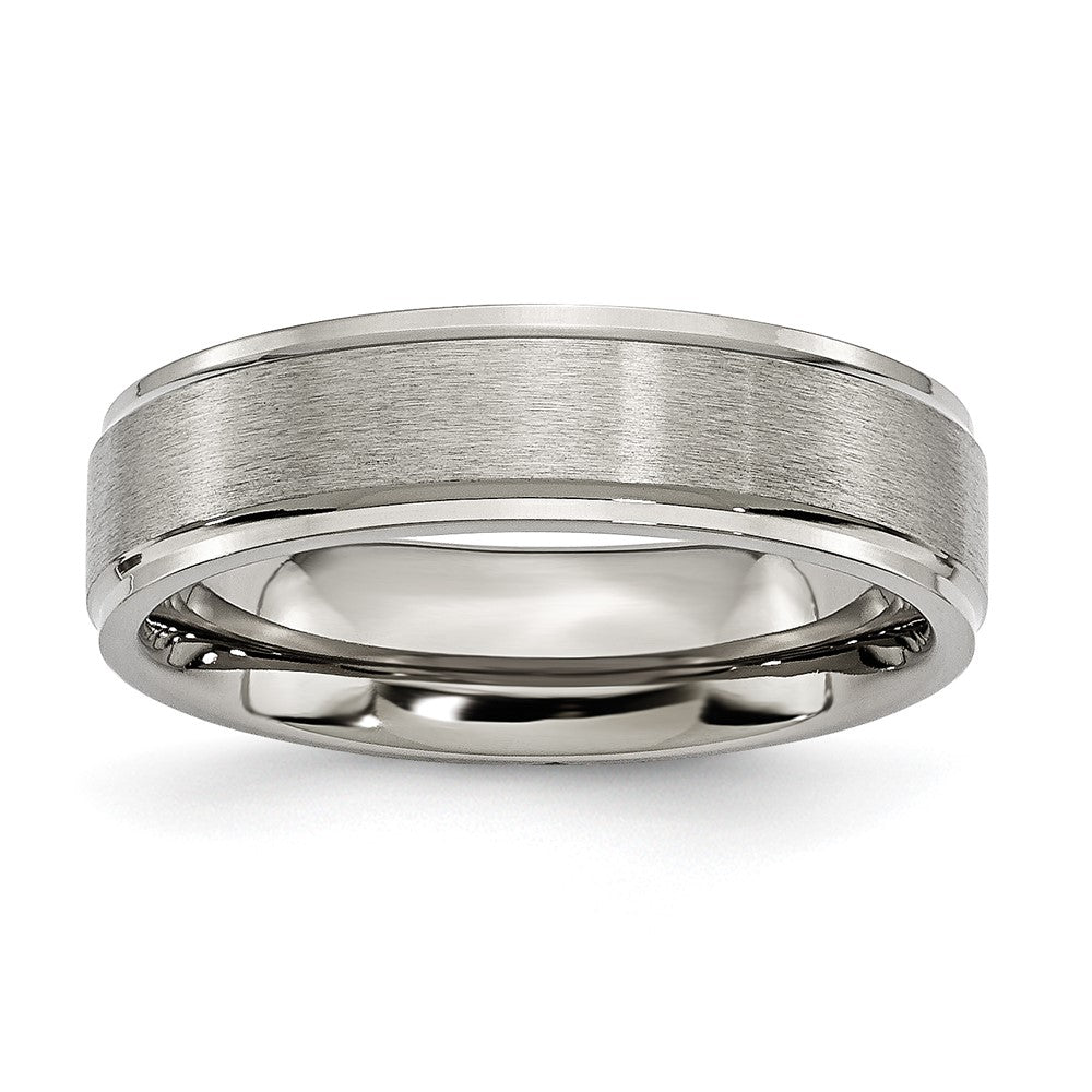 Chisel Titanium Brushed Center 6mm Ridged Edge Band