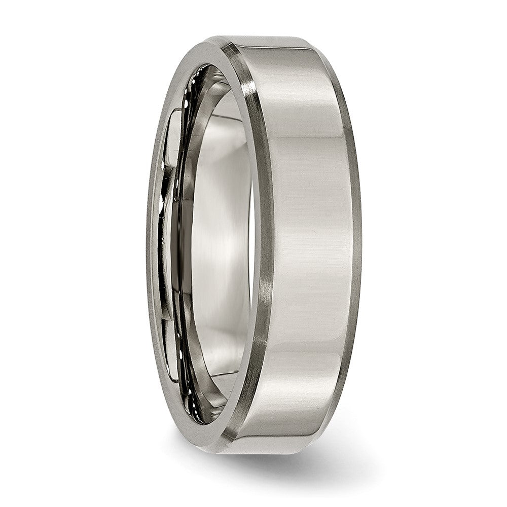 Chisel Titanium Brushed and Polished 6mm Beveled Edge Band