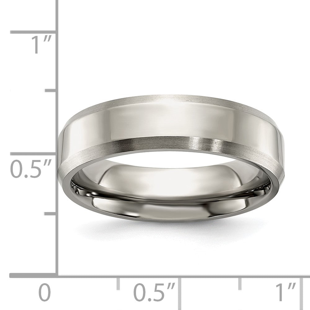 Chisel Titanium Brushed and Polished 6mm Beveled Edge Band