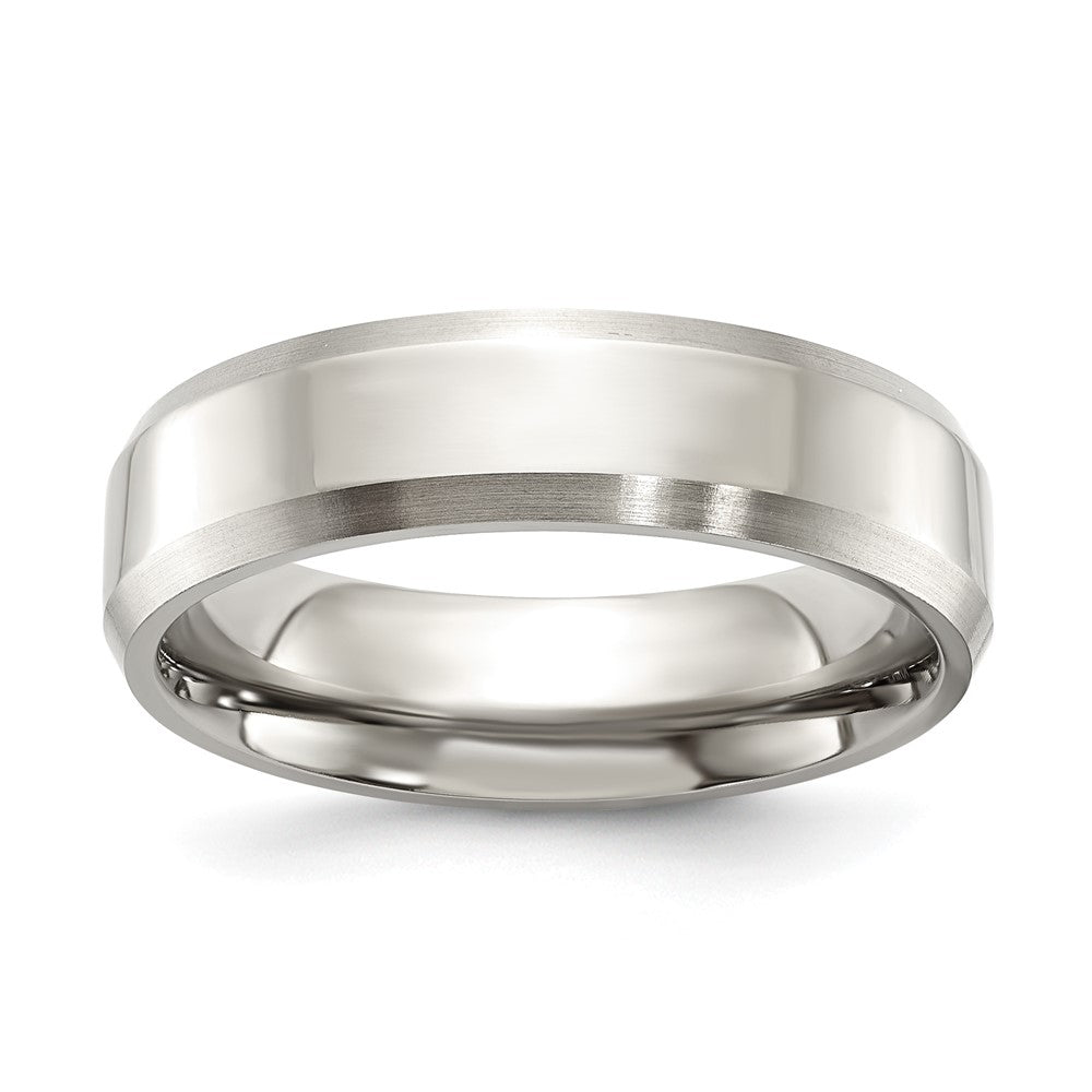 Chisel Titanium Brushed and Polished 6mm Beveled Edge Band