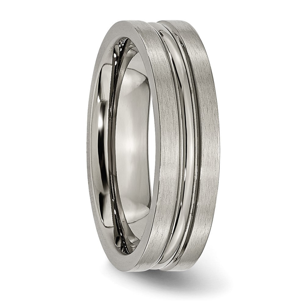 Chisel Titanium Brushed and Polished 6mm Grooved Band