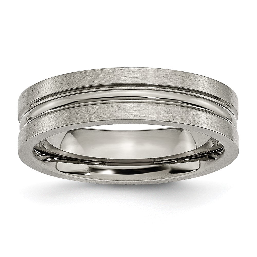 Chisel Titanium Brushed and Polished 6mm Grooved Band