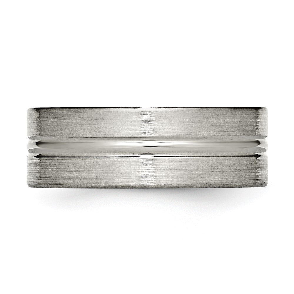 Chisel Titanium Brushed and Polished 8mm Grooved Band