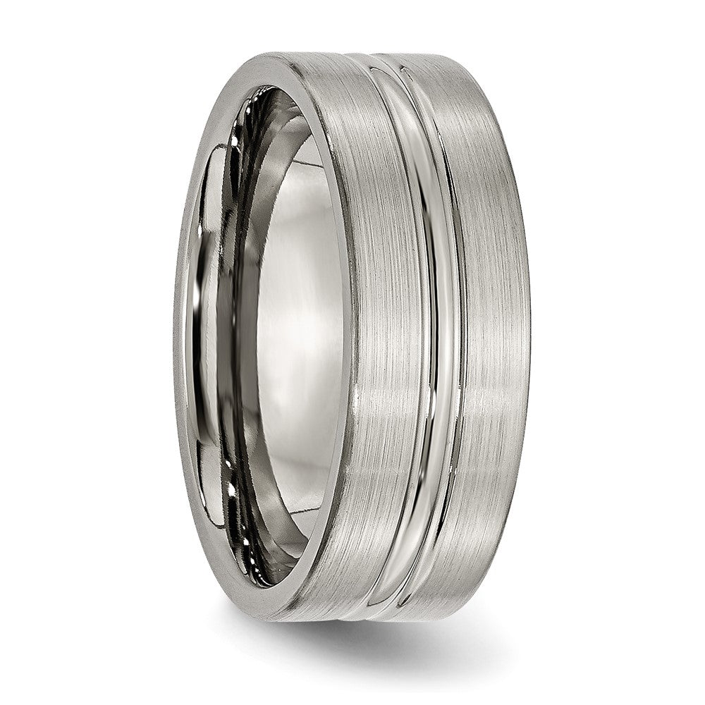 Chisel Titanium Brushed and Polished 8mm Grooved Band