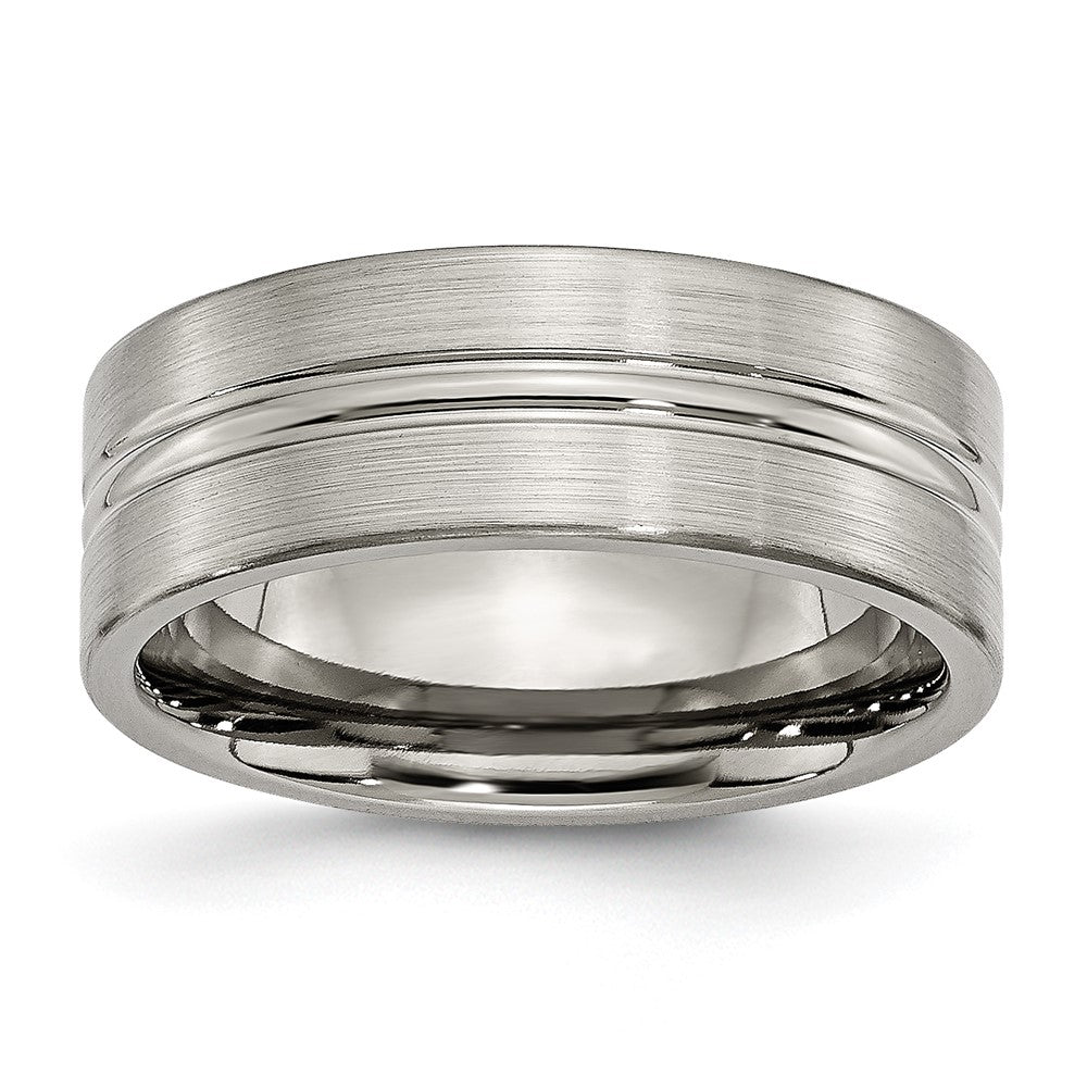 Chisel Titanium Brushed and Polished 8mm Grooved Band