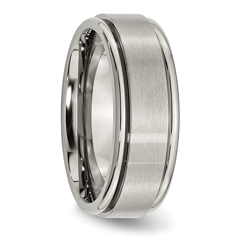 Chisel Titanium Brushed Center 8mm Ridged Edge Band