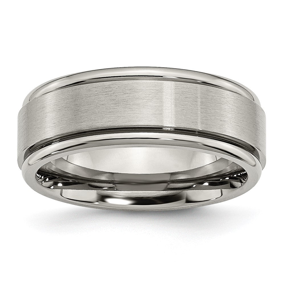 Chisel Titanium Brushed Center 8mm Ridged Edge Band