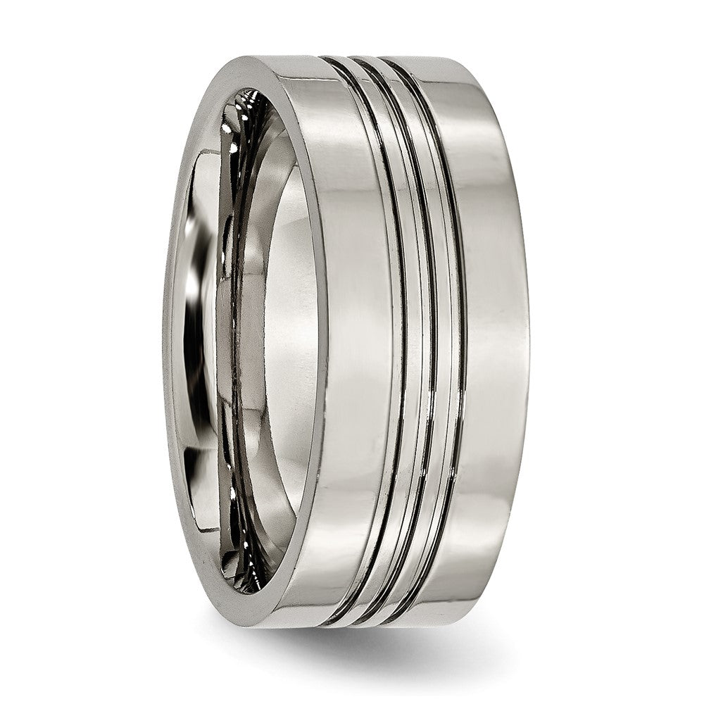 Titanium Polished 9mm Grooved Band