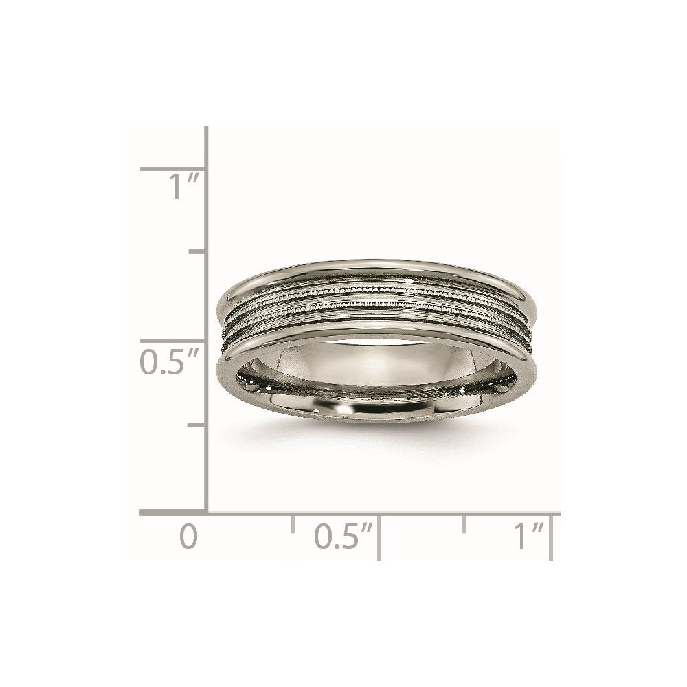 Titanium Grooved and Beaded 6mm Polished Band