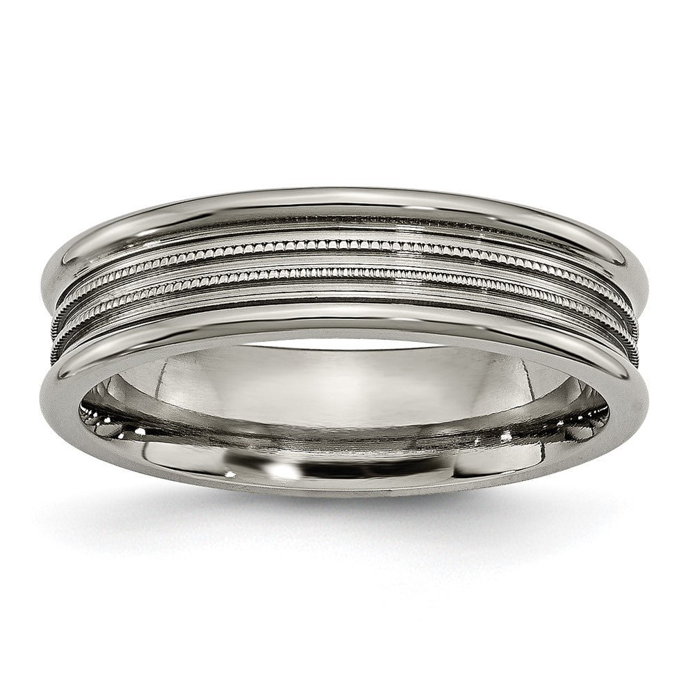 Titanium Grooved and Beaded 6mm Polished Band