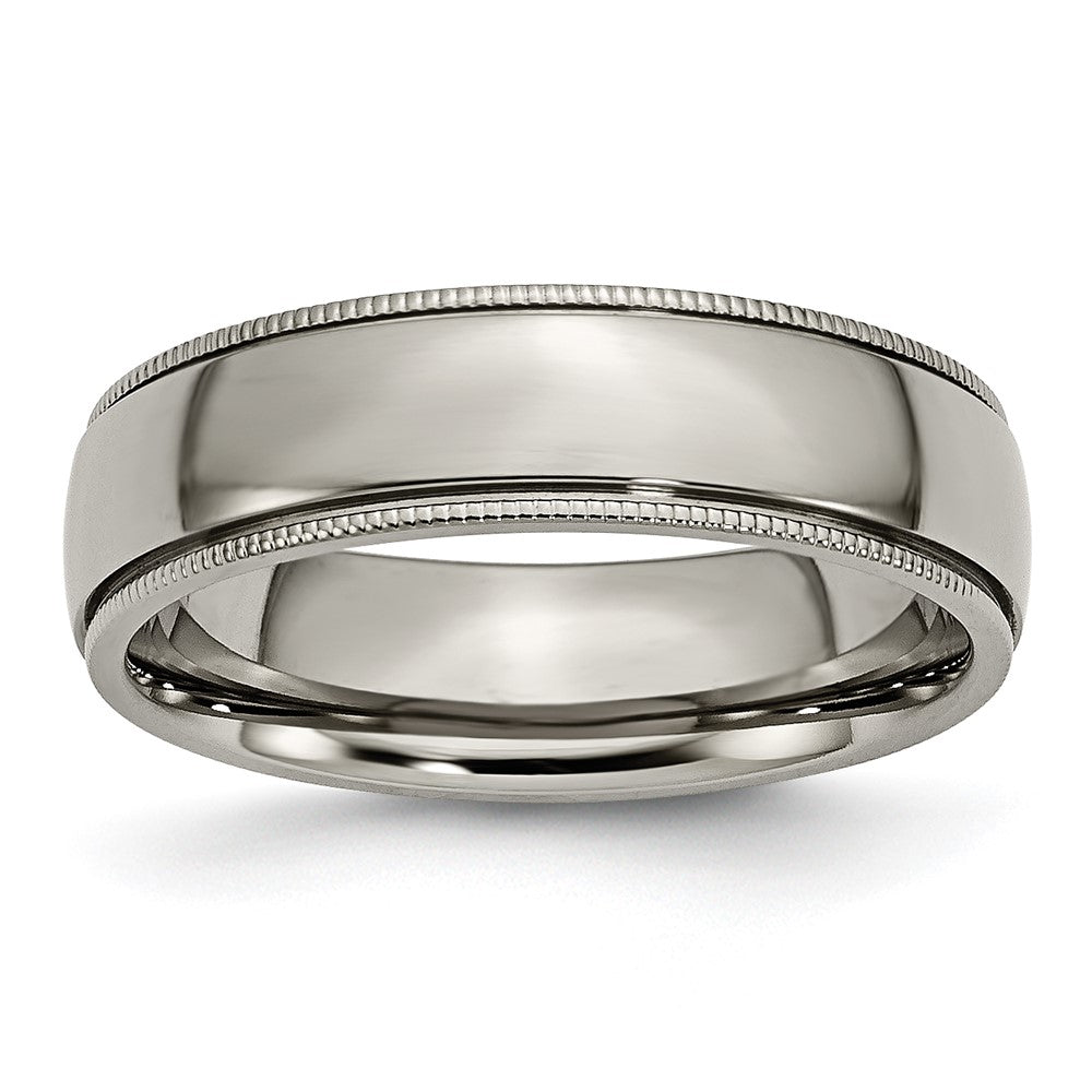 Chisel Titanium Polished 6mm Grooved and Beaded Edge Band