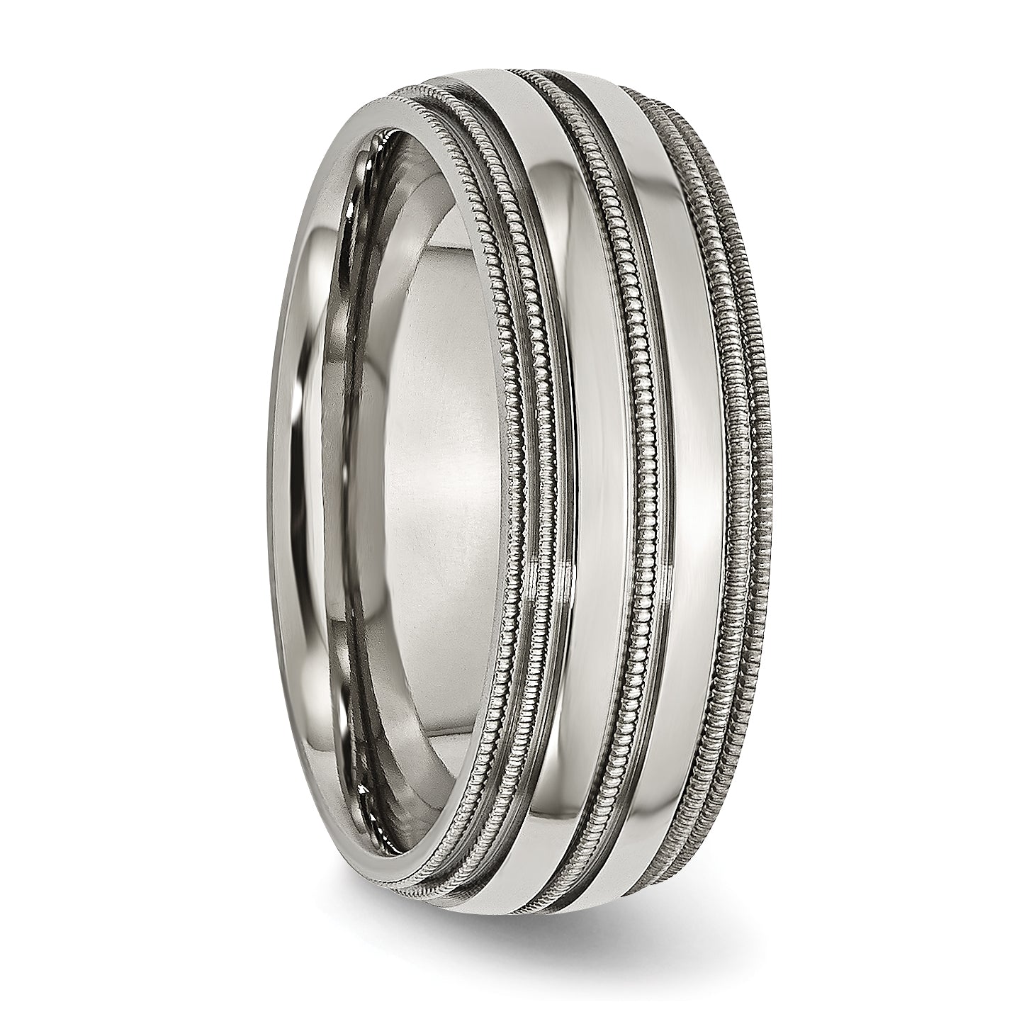 Titanium Grooved and Beaded Edge 8mm Polished Band TB136