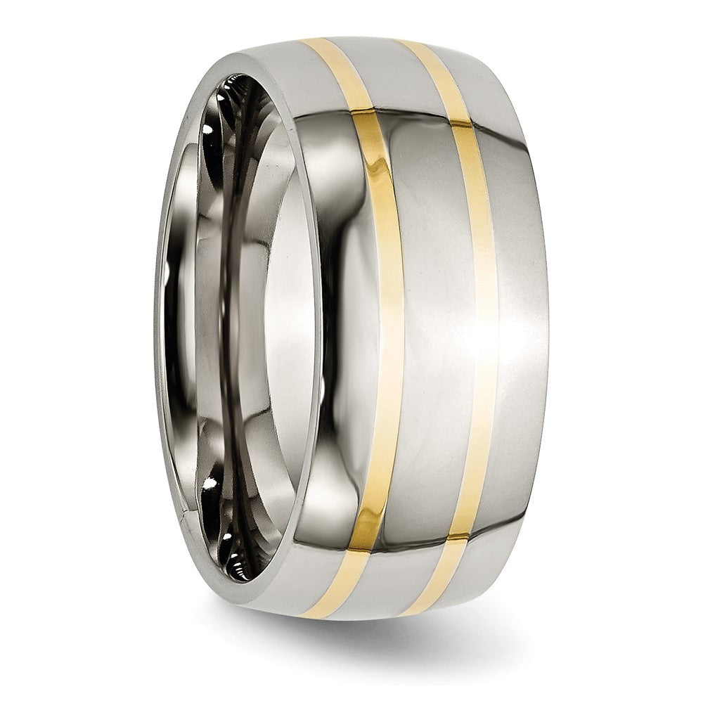 Chisel Titanium Polished with 14k Gold Inlay 10mm Band