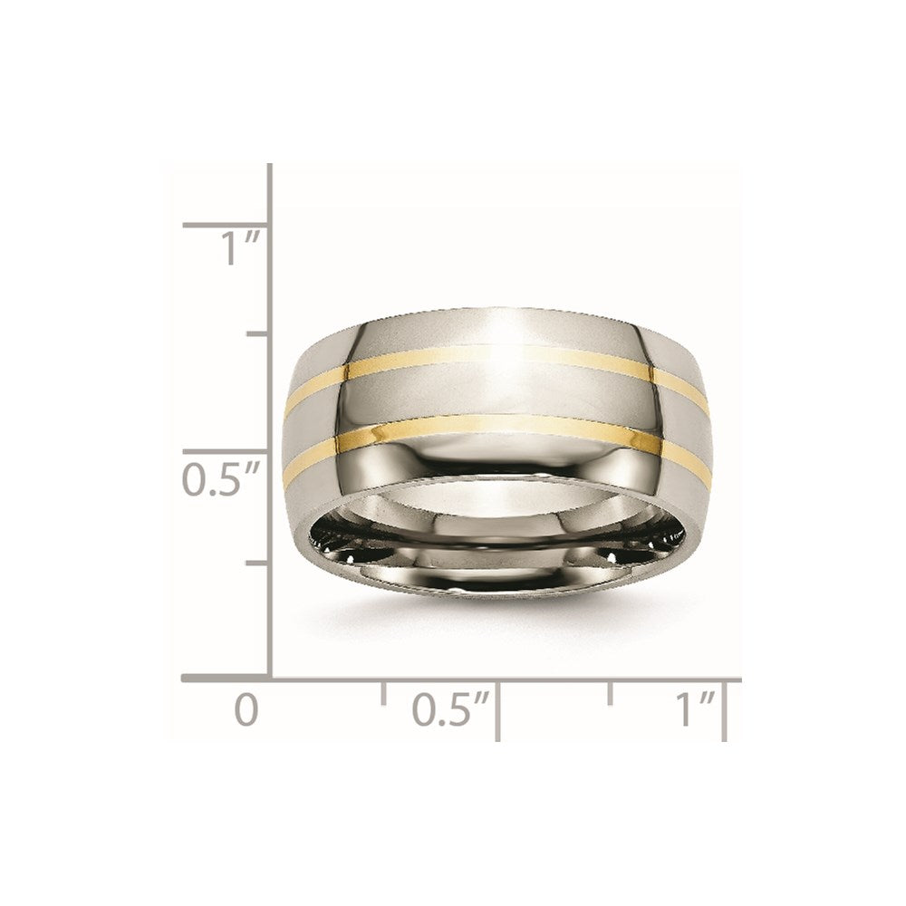 Chisel Titanium Polished with 14k Gold Inlay 10mm Band