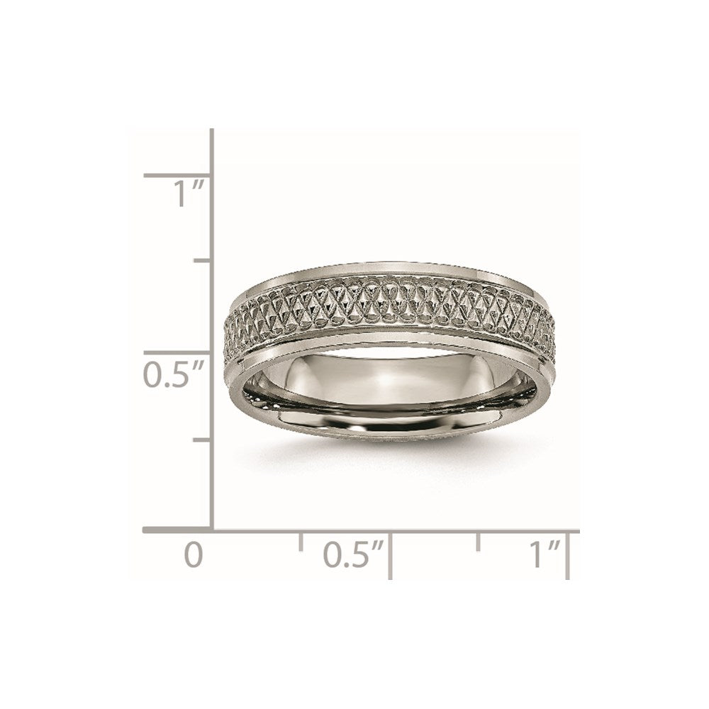 Titanium Ridged Edge Weave Design 6mm Polished Band