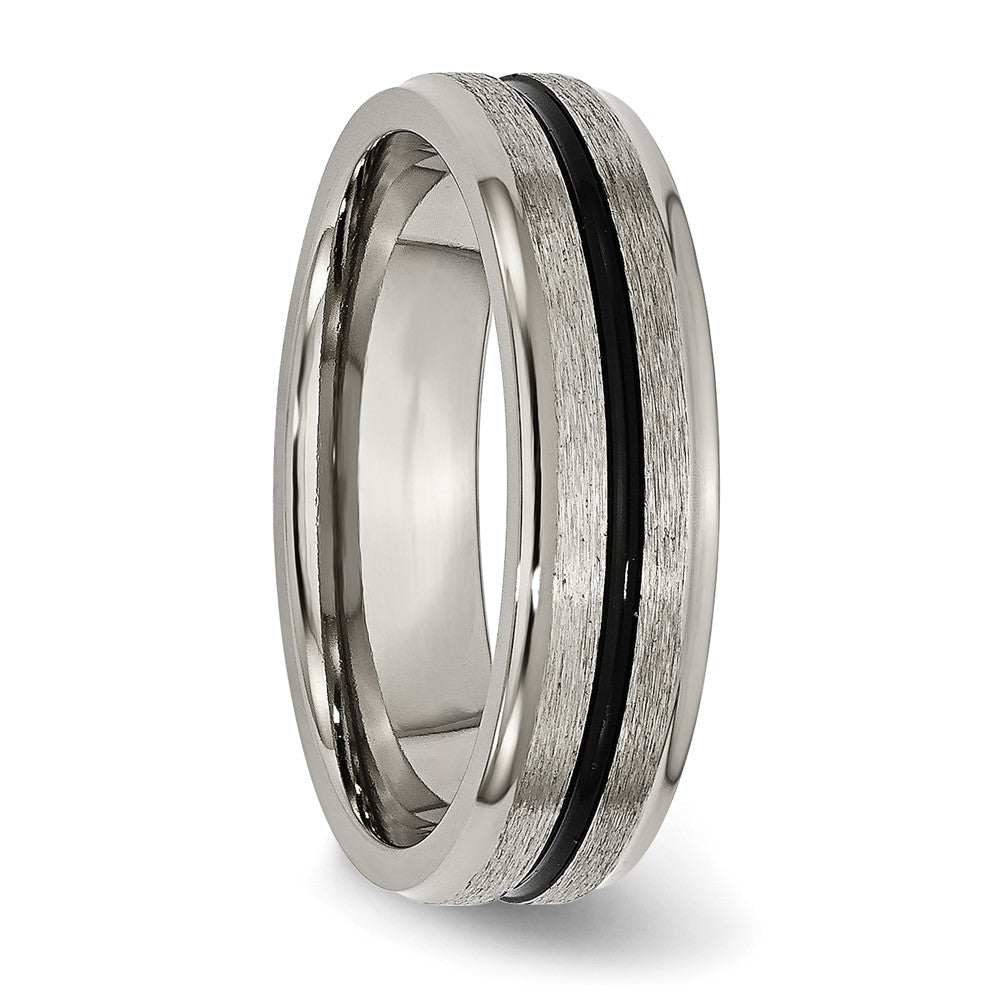 Titanium Black Enamel 6mm Satin and Polished Band