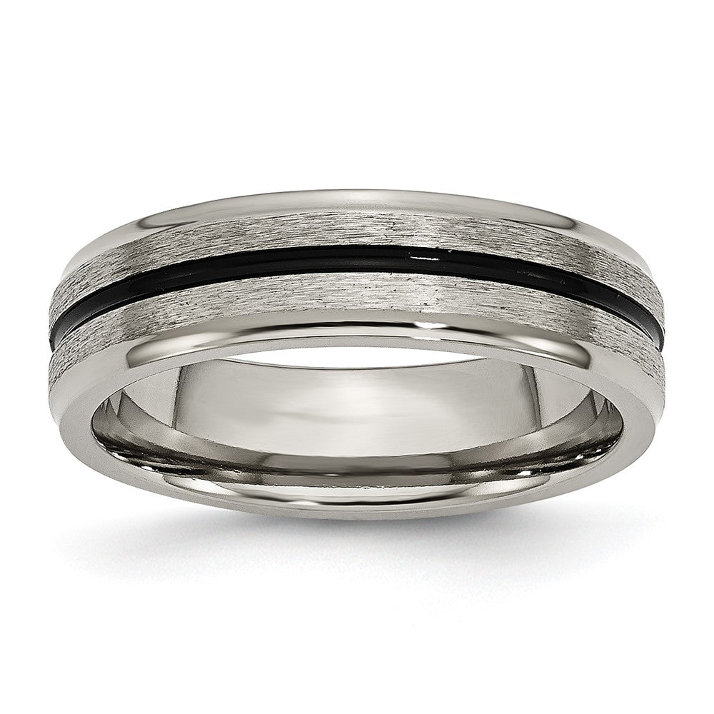 Titanium Black Enamel 6mm Satin and Polished Band