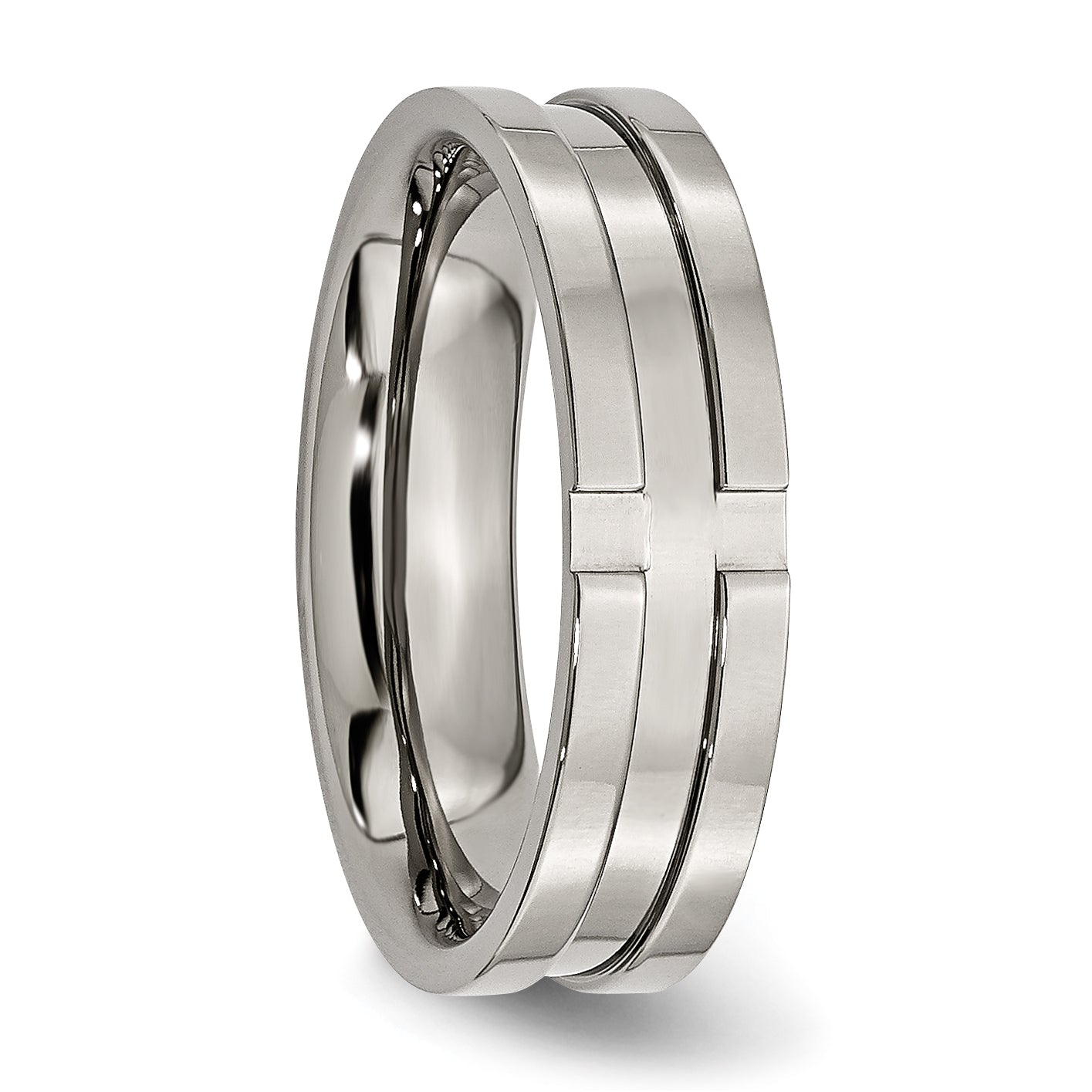 Titanium Grooved 6mm Polished Band TB165