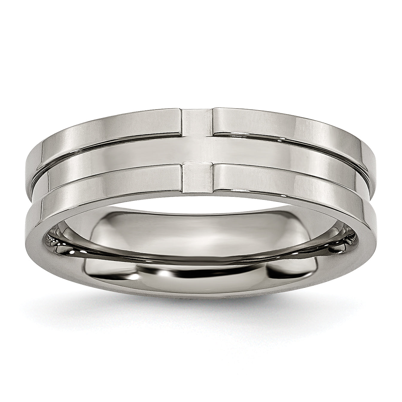 Titanium Grooved 6mm Polished Band TB165