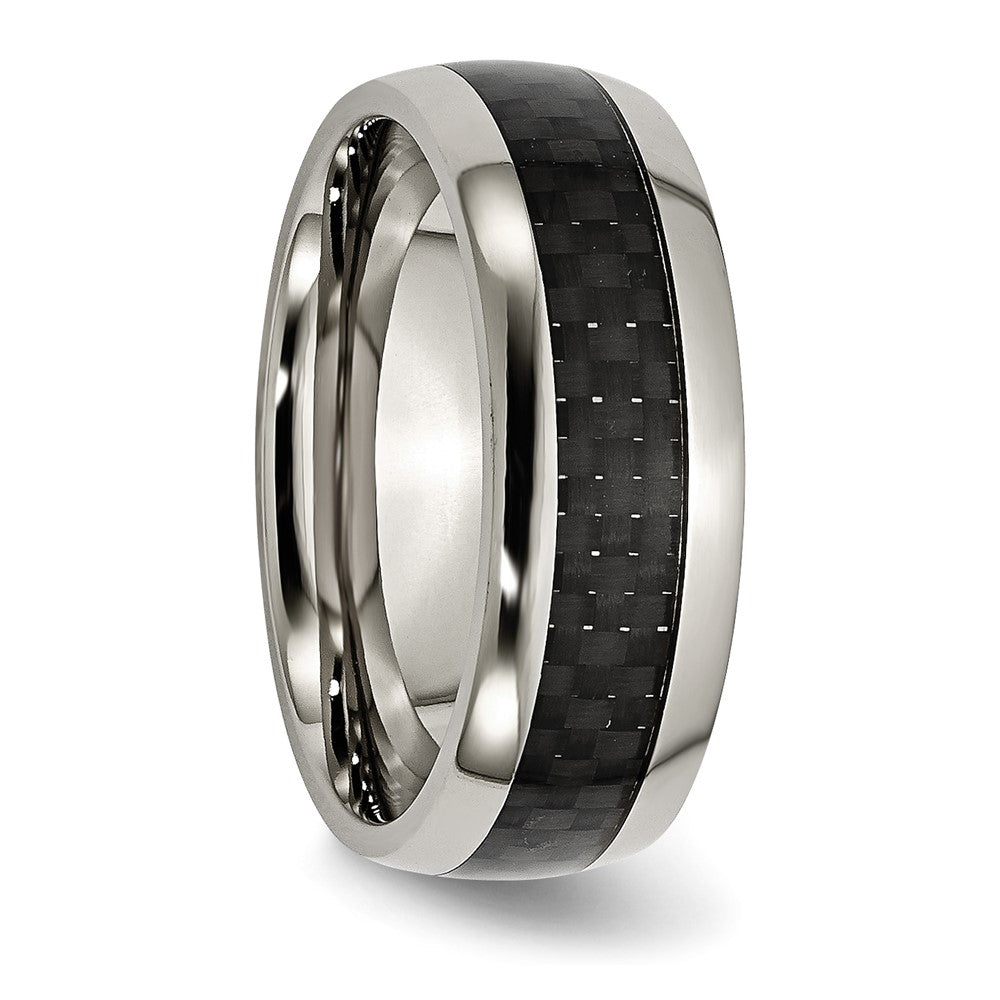 Chisel Titanium Polished with Black Carbon Fiber Inlay 8mm Band