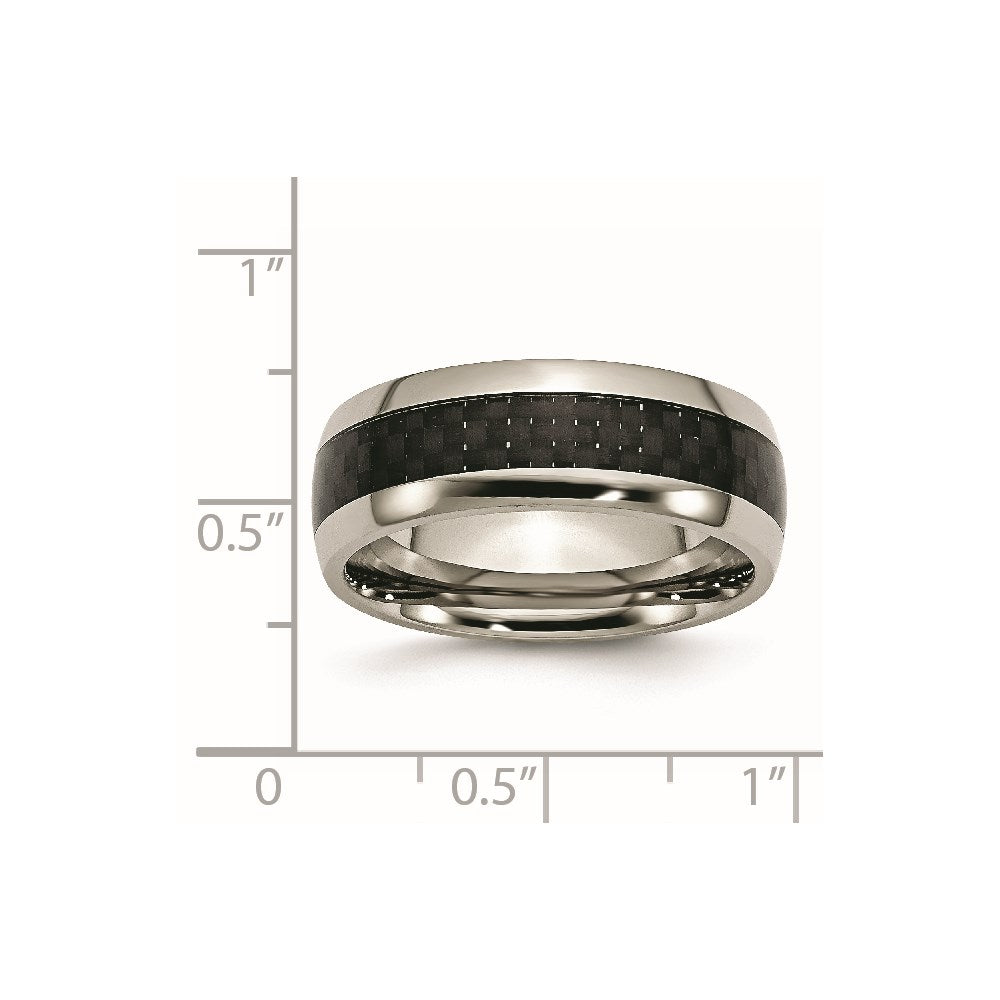 Chisel Titanium Polished with Black Carbon Fiber Inlay 8mm Band