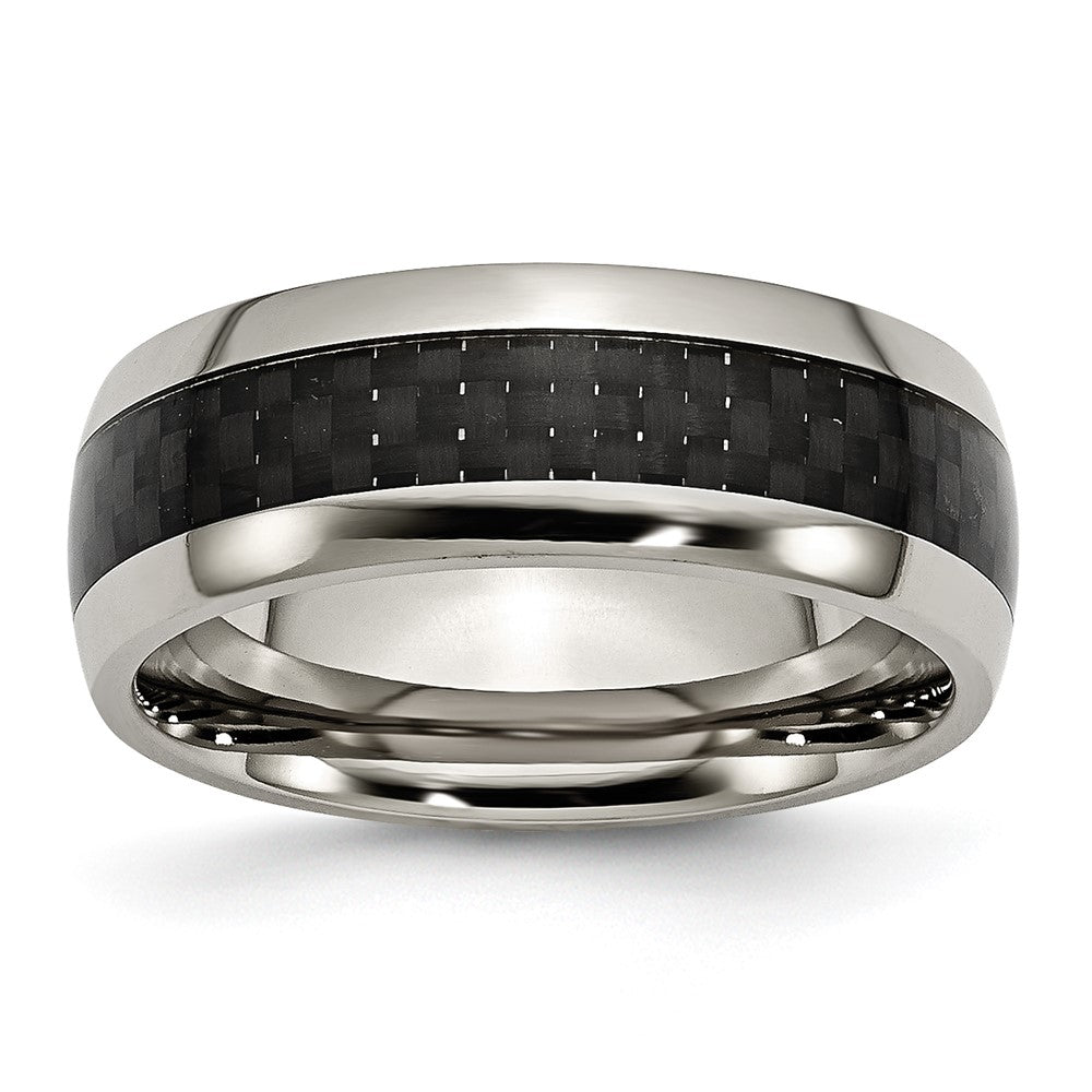 Chisel Titanium Polished with Black Carbon Fiber Inlay 8mm Band