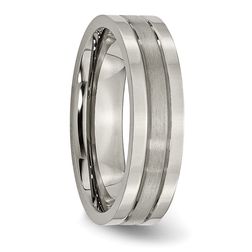 Chisel Titanium Brushed and Polished 6mm Grooved Band