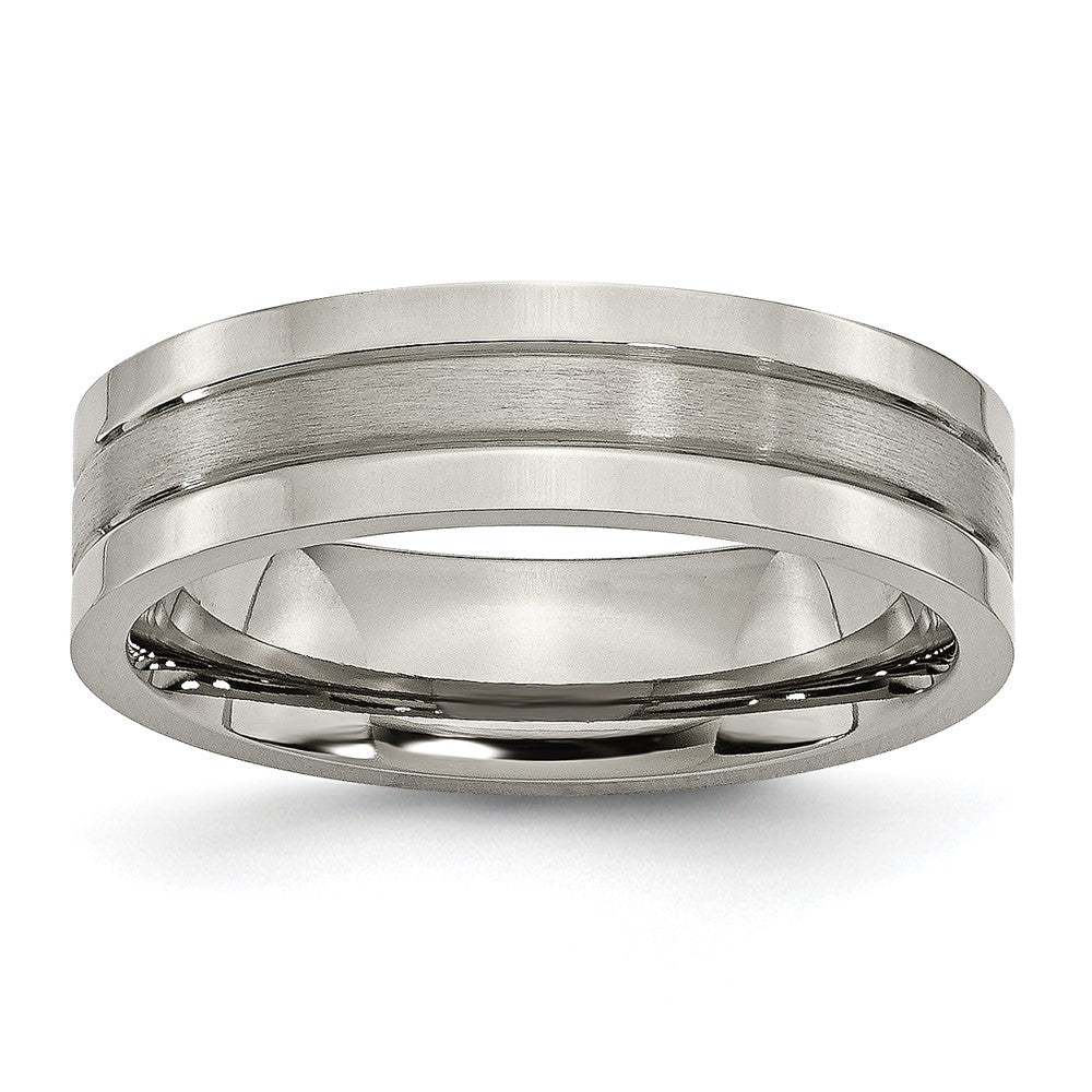 Chisel Titanium Brushed and Polished 6mm Grooved Band