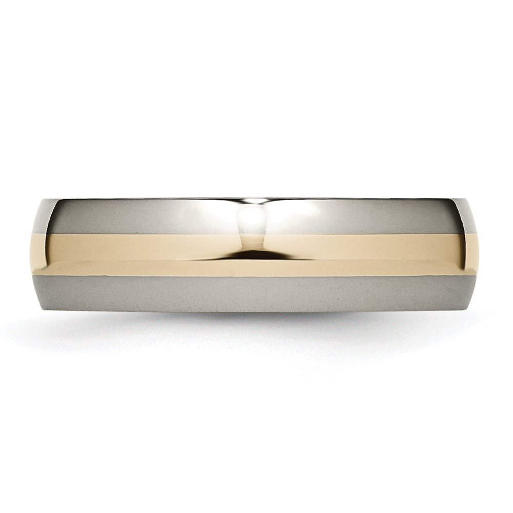 Chisel Titanium Polished with 14k Gold Inlay 6mm Band