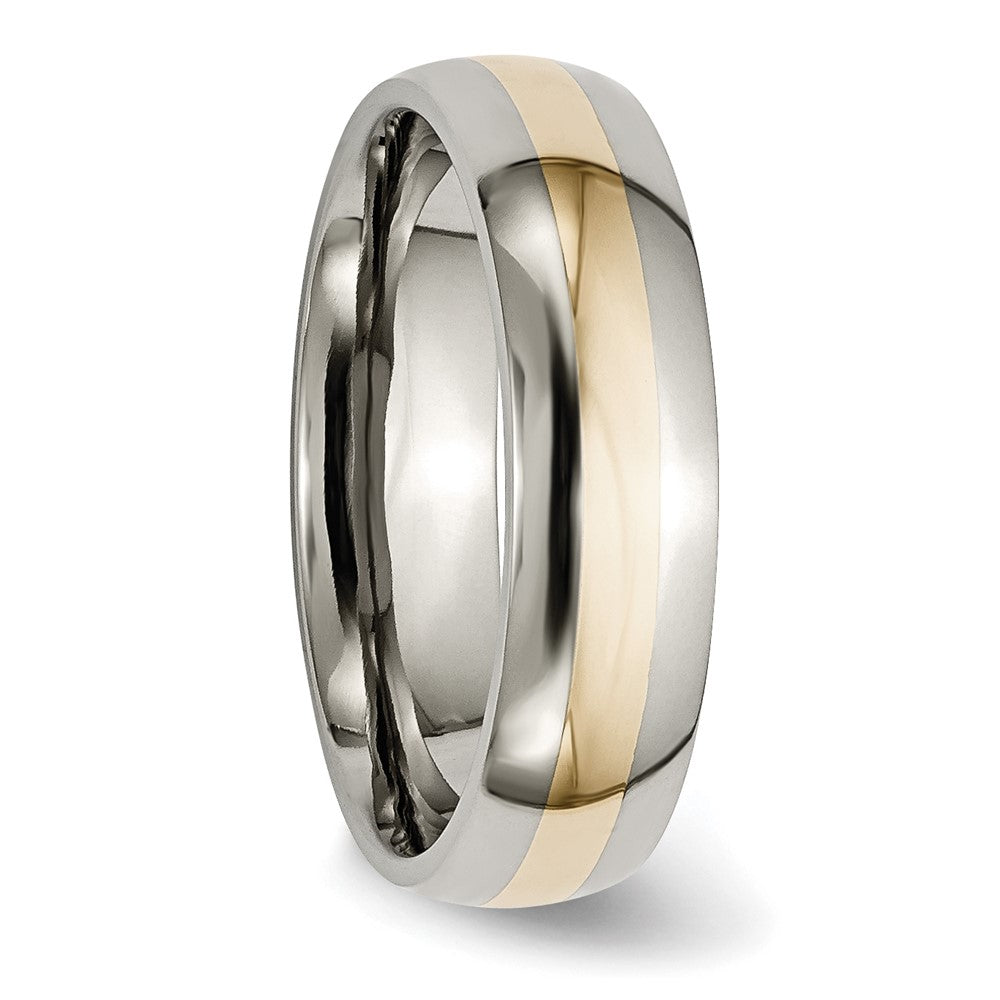 Chisel Titanium Polished with 14k Gold Inlay 6mm Band