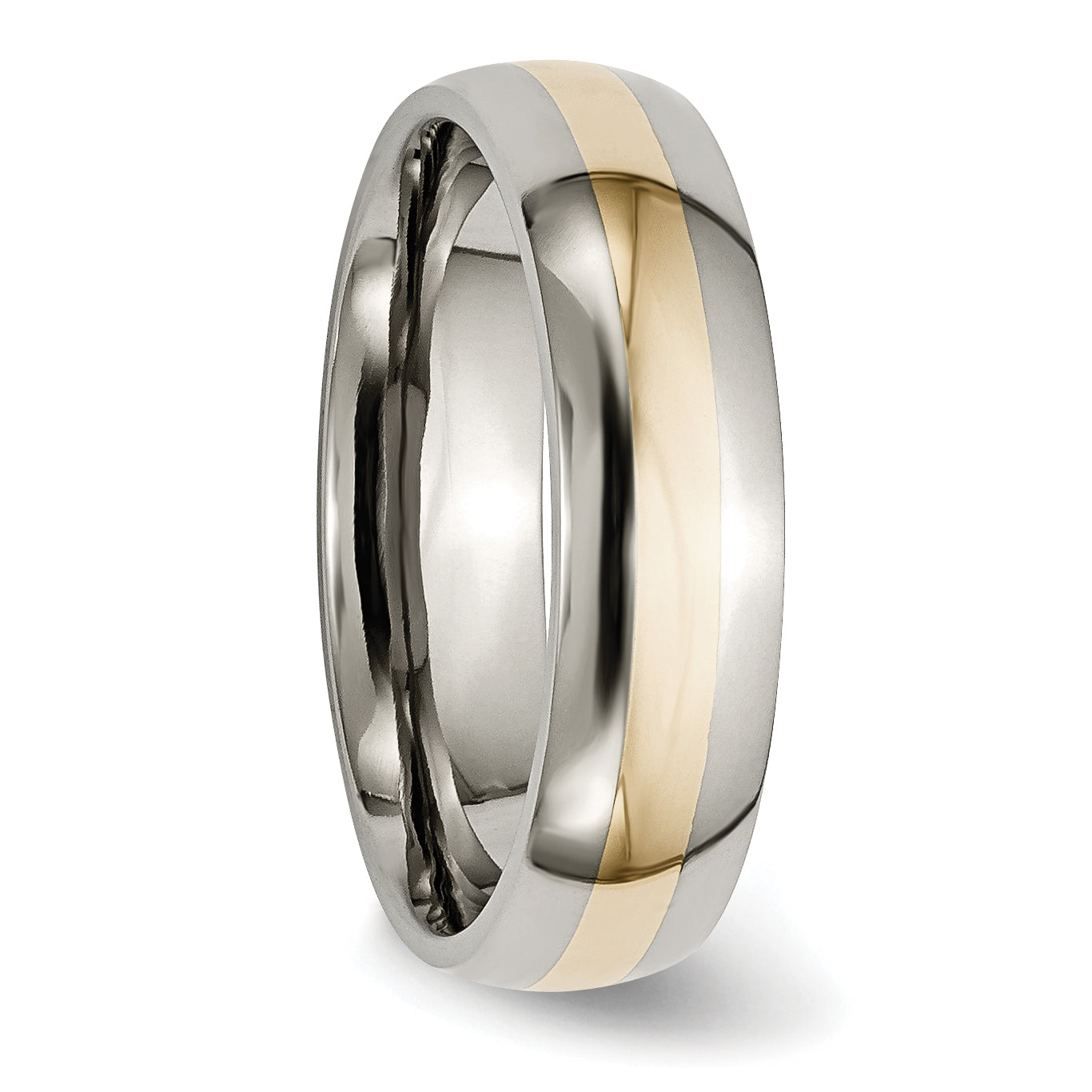 Titanium 14k Yellow Inlay 6mm Polished Band TB18